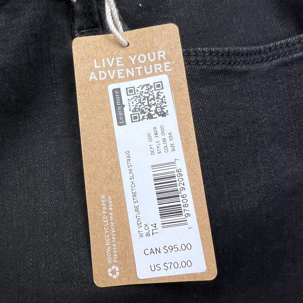 Eddie Bauer NWT Women's Venture Stretch Slim Straight Black Jeans Size 14T - Picture 5 of 7